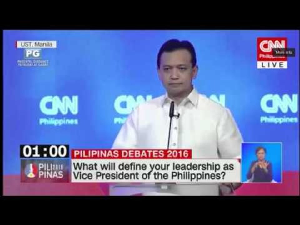 Trillanes' opening statement at VP debate
