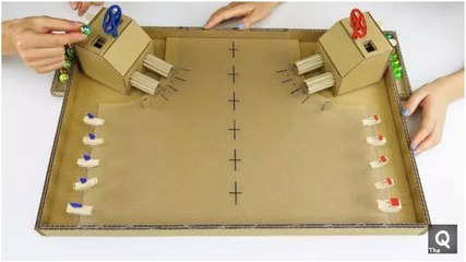DIY Warship Battle Marble Board Game from Cardboard at Home