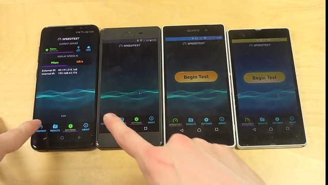 Samsung Galaxy S8 vs. Sony Xperia X vs. Xperia Z2 vs. Xperia Z Internet Speed Test