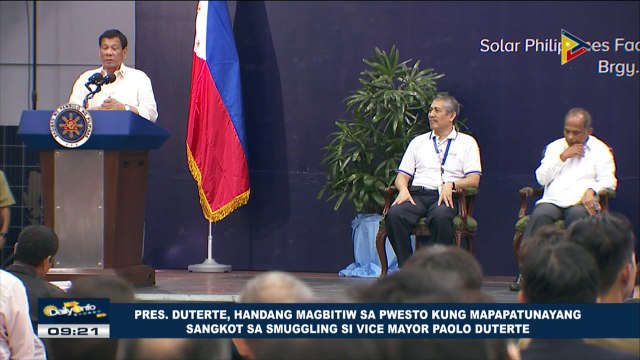 PRRD, handang magbitiw sa pwesto kung mapapatunayang sangkot sa smuggling si Vice Mayor Paolo Duterte