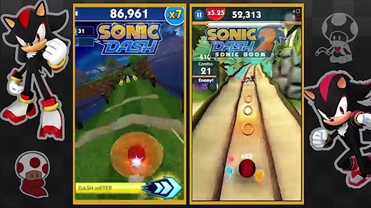 Sonic Dash vs Sonic Dash 2 Sonic Boom Whos the best Shadow? / Shadow vs Shadow