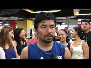 Pacquiao happy with conditioning 1 month before fight