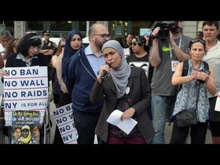 Protest in New York as US travel ban takes effect