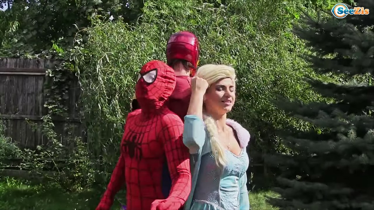 Frozen Elsa EATS SURPRISE EGGS! w/ Spiderman vs Joker Maleficent Chocolate Superheroes