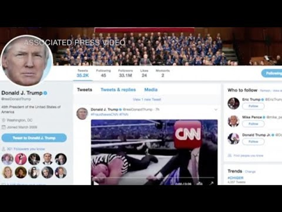 Trump tweets mock video showing him beating man labeled CNN