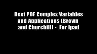 Best PDF Complex Variables and Applications (Brown and Churchill) -  For Ipad