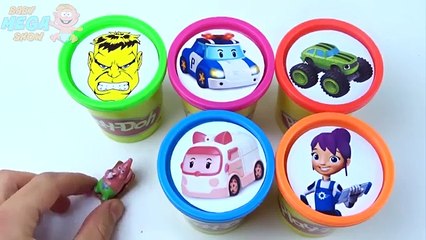Сups Stacking Toys Play Doh Clay Blaze and Monster Machines Learn Colors for Kids