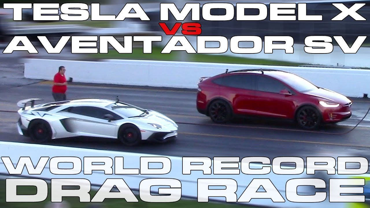 Tesla Model X & S P100D Ludicrous Vs Lamborghini Aventador SV