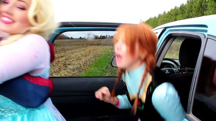 Frozen Elsa CAR BALLOON PRANK! w/ Spiderman Joker Princess Anna Rapunzel Spidergirl! Super