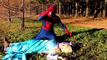 Spiderman SAVES Frozen Elsa WITH A KISS! w/ Joker Maleficent Princess Anna Poison Ivy! Sup