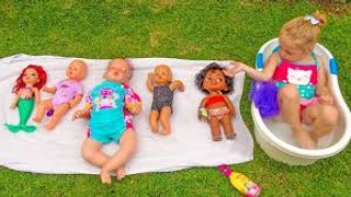 Bad Baby and Funny dolls play with candy Nursery Rhumes songs for kids , Baby Born Doll