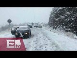 Nevada provoca cierre de carretera en León, Guanajuato/ Vianey Esquinca