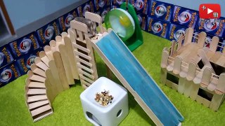 【DIY Guide】大型倉鼠滑梯! 兩隻滑鼠盡情在樂園中遊玩吧! Large Playground Slide