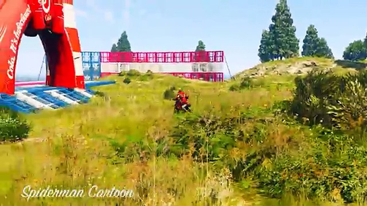 COLORS MotorCycles Jumping Into The Water ! SuperHeroes Spiderman Cartoon For Kids