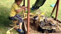 Sand Pit Toys: ROAD ROLLER - How to Build a City - Kids Construction Playground!