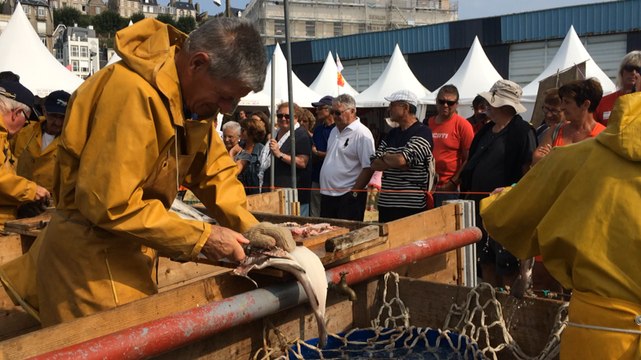 Une démonstration du travail de la morue à bord