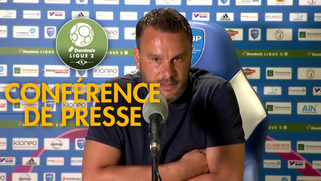 Conférence de presse FBBP 01 - Gazélec FC Ajaccio (2-0) : Hervé DELLA MAGGIORE (BBP) - Albert CARTIER (GFCA) - 2017/2018