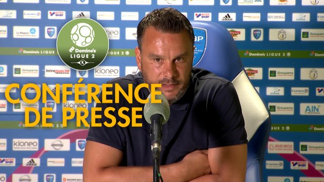 Conférence de presse FBBP 01 - Gazélec FC Ajaccio (2-0) : Hervé DELLA MAGGIORE (BBP) - Albert CARTIER (GFCA) - 2017/2018
