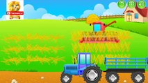 Niños para y dibujos animados sobre los coches tractor en los animales domésticos de granja enseñan nombre de voz