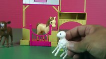 ♥Farm Animals Playing Jumping Silly sounds Toy Horse Goat Kid Lamb Hen Chicken Cow Goofing