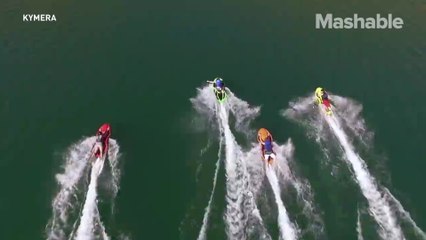 Fly across the water with this motorized body board