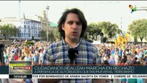 Manifestantes denuncian que España fomenta terrorismo al vender armas