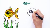 Una y una en un tiene una un en y dibujos animados lindo Sorteo fácil pescado para cómo Niños para