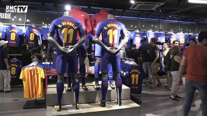Le maillot d’Ousmane Dembélé disponible à la vente dans la boutique du Barça