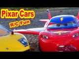 Pixar Cars Lightning HAWK McQueen with RC Lamborghini Gallardo On The Track