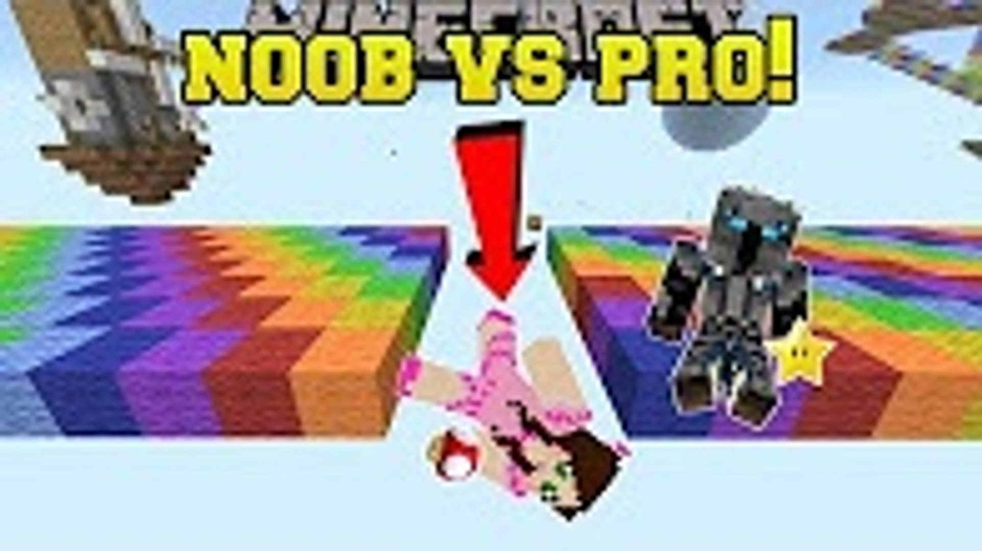 Popularmmos Minecraft Noob Vs Pro Rainbow Road Mini Game Video Dailymotion - popularmmos pat and jen roblox going from noob to pro in