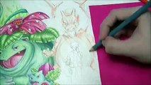 Y arte siendo dibujo ha momentos de lápiz Venusaur charizard blastoise blastoise