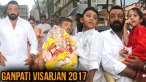 Sanjay Dutt With His Twins Shahraan and Iqra At Ganpati Visarjan 2017