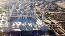 Helicopter View of Sheikh Zayed Grand Mosque-Abu Dhabi, United Arab Emirates.