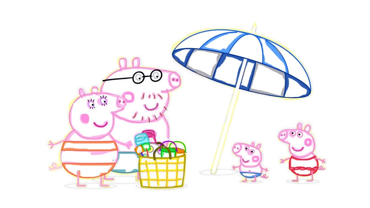 Cartoon Peppa Pig on the beach