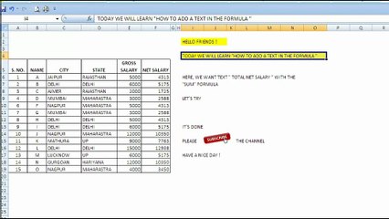 HOW TO ADD TEXT IN A CELL WHILE USING FORMULA