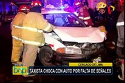 Taxista choca con auto por falta de señalización en el Cercado de Lima