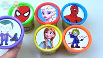 Cups Stacking Toys Play Doh Clay Frozen Elsa Joker Spiderman Learn Colors in English Cups