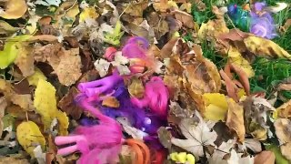 Et amusement amusement ont dans sauteur feuilles en jouant le le le le la les tout-petits Elsa anna