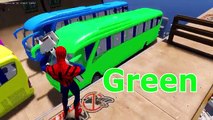 Y autobuses coches Niños colores para Aprender aprendizaje en hombre araña vídeos con color