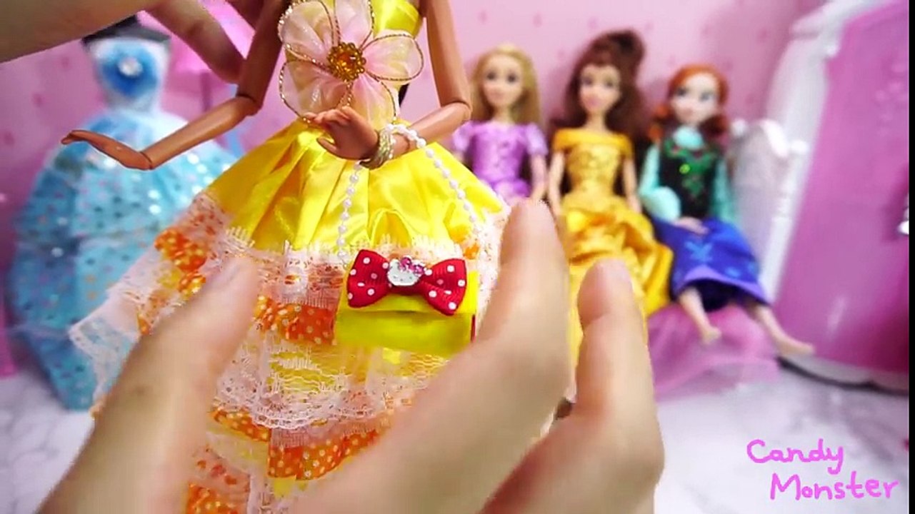 Disney Princess Doll Belle Rapunzel Anna Elena Dresses and Hello Kitty makeup compact