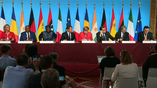 Réunion de travail avec les chefs de gouvernement allemand, espagnol, italien, tchadien, nigérien, libyen et en présence de Mme Federica Mogherini, haute représentante de l'Union pour les affaires étrangères et la politique de sécurité.