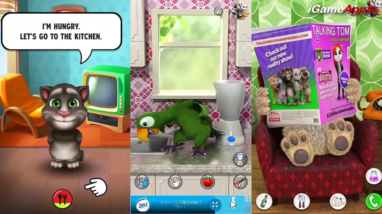 TALKING GINGER 2 vs TALKING PIERRE THE PARROT vs TALKING BEN Game for Kids (Gameplay, Walk