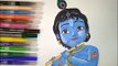 Dessin animé les couleurs coloration pour enfants petit Krishna pages krishna