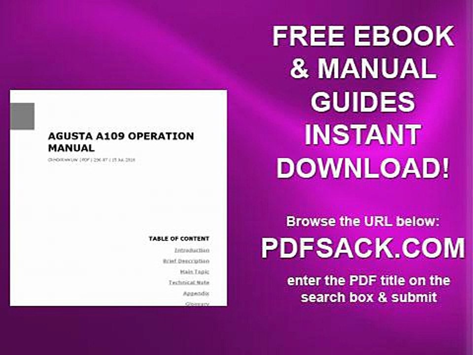 Agusta A109 Operation Manual