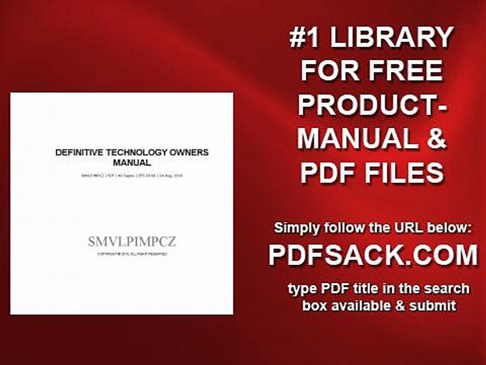 Definitive Technology Owners Manual