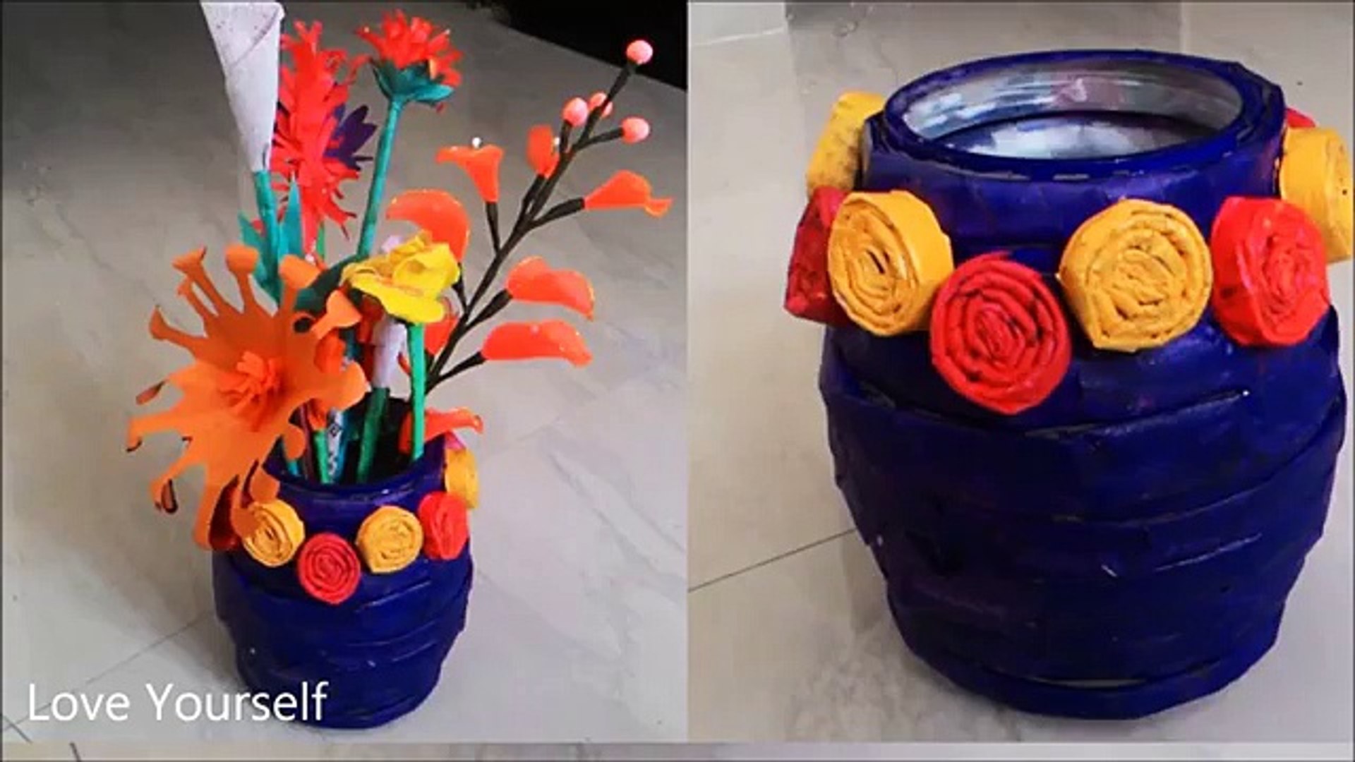 How to make newspaper flower vase | DIY newspaper crafts - Vidéo Dailymotion