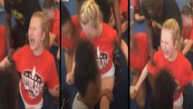 Highschool Cheerleaders Forced Into the Splits