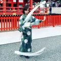 Danse traditionnelle au ruban japonais