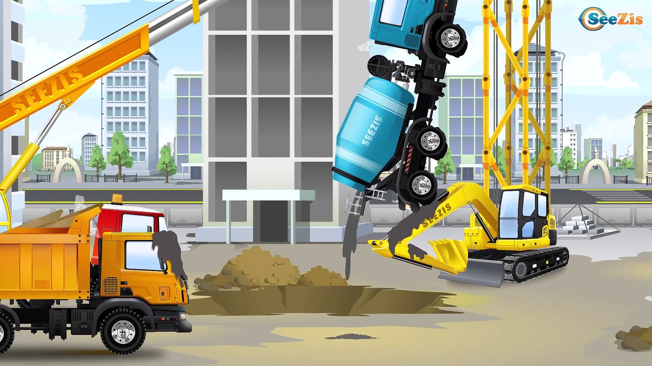 Learn colors for kids with Giant Excavator and balls for children, toddlers, babies