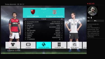 Transmissão ao vivo do PS4. Pes 2018. Flamengo vs Corinthians